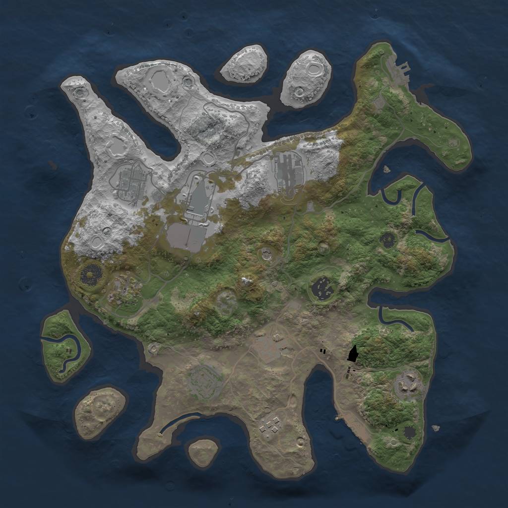 Rust Map: Procedural Map, Size: 3500, Seed: 1412555636, 20 Monuments