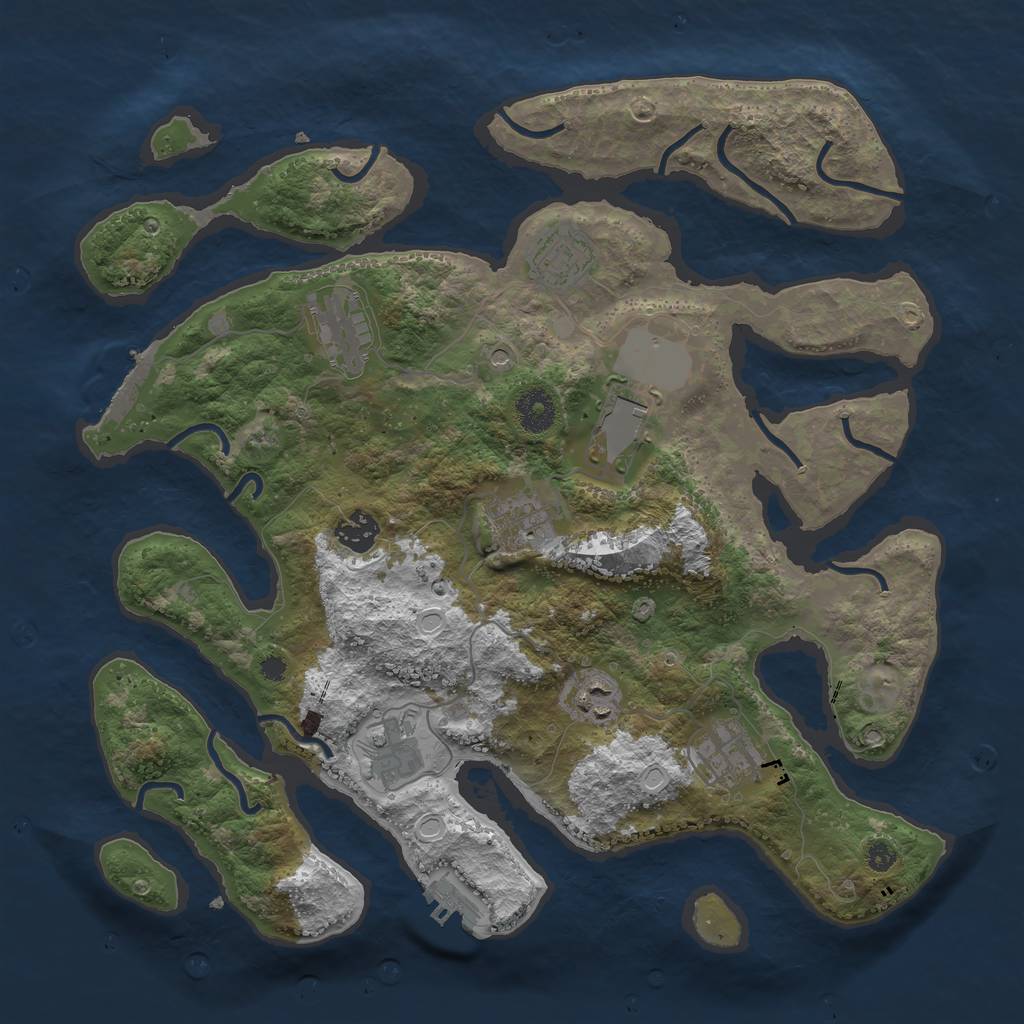Rust Map: Procedural Map, Size: 3700, Seed: 295953215, 19 Monuments