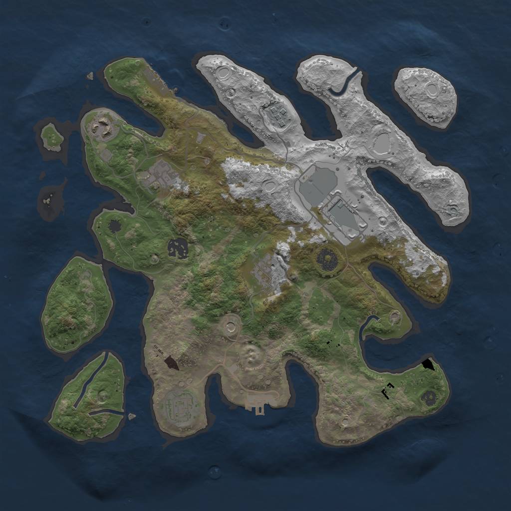 Rust Map: Procedural Map, Size: 3500, Seed: 389014431, 18 Monuments