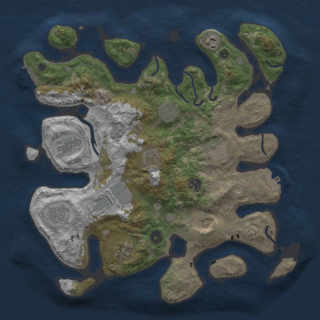 Rust Map: Procedural Map, Size: 3700, Seed: 499792214, 22 Monuments