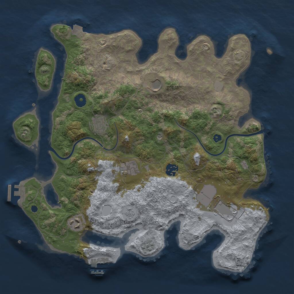 Rust Map: Procedural Map, Size: 3600, Seed: 81835, 13 Monuments