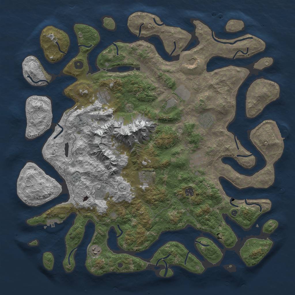 Rust Map: Procedural Map, Size: 5000, Seed: 643414438, 21 Monuments