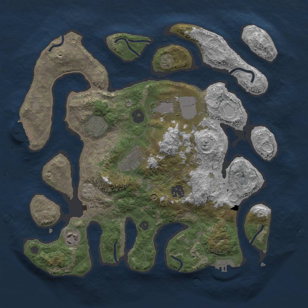 Rust Map: Procedural Map, Size: 3500, Seed: 672965, 17 Monuments