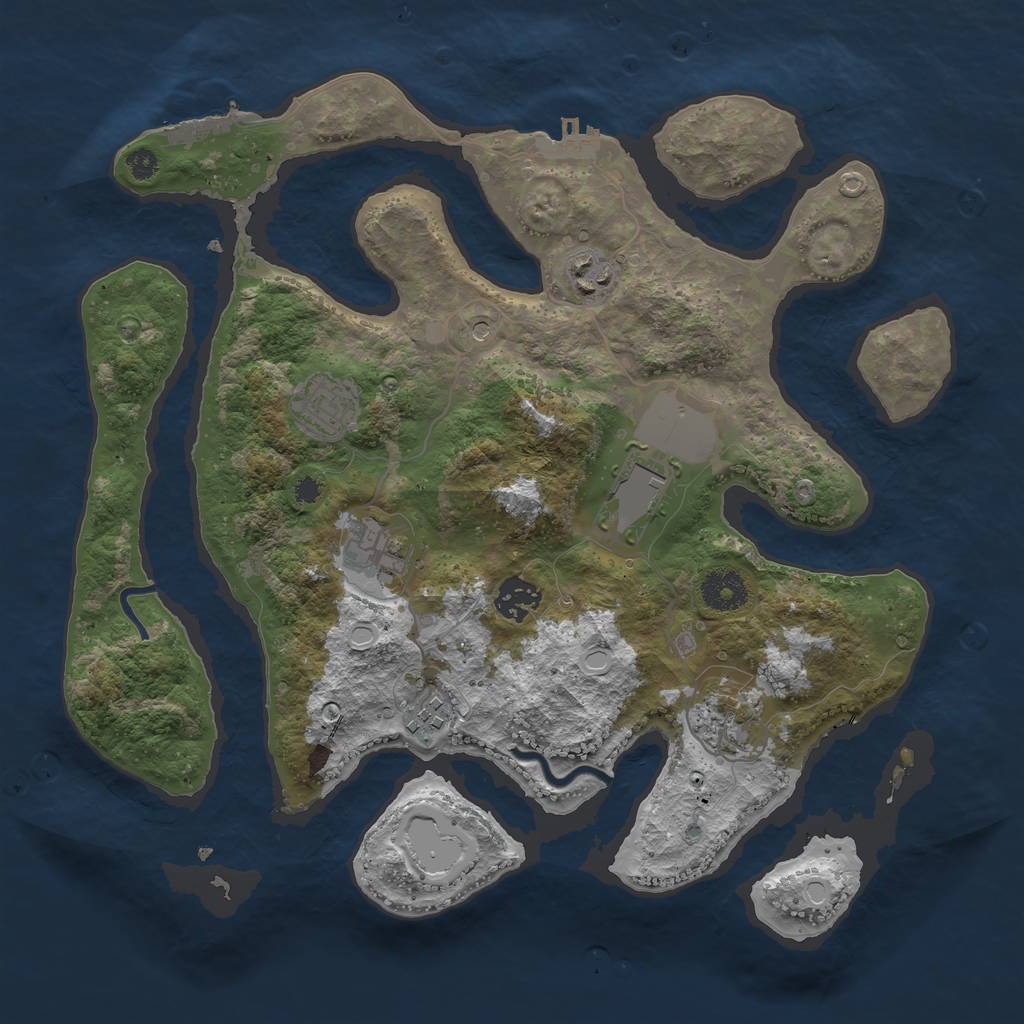 Rust Map: Procedural Map, Size: 3500, Seed: 613819223, 18 Monuments