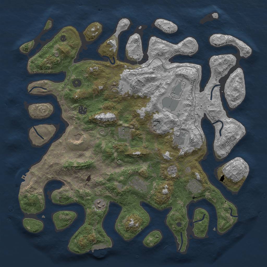 Rust Map: Procedural Map, Size: 4500, Seed: 493085720, 21 Monuments