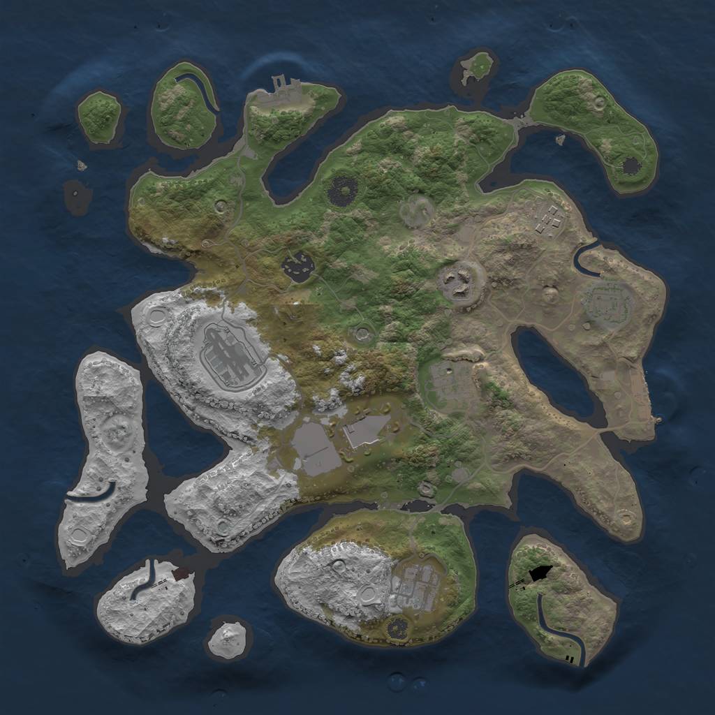 Rust Map: Procedural Map, Size: 3500, Seed: 9092080, 19 Monuments