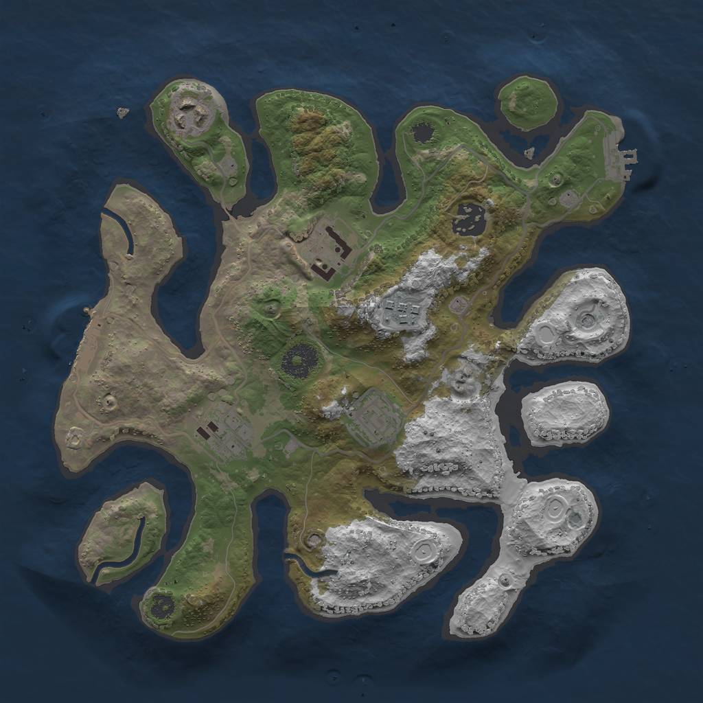 Rust Map: Procedural Map, Size: 3000, Seed: 387879561, 17 Monuments