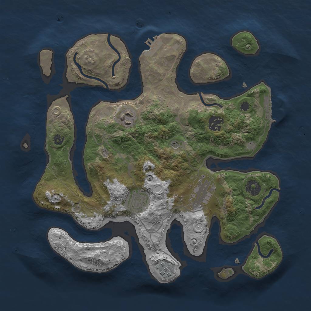 Rust Map: Procedural Map, Size: 3000, Seed: 11111111, 16 Monuments