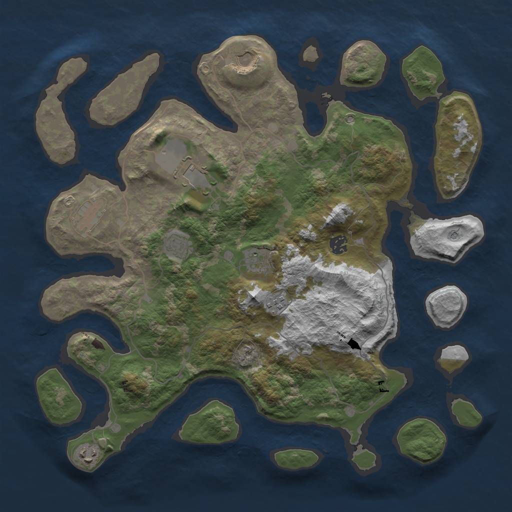 Rust Map: Barren, Size: 4100, Seed: 27417, 11 Monuments