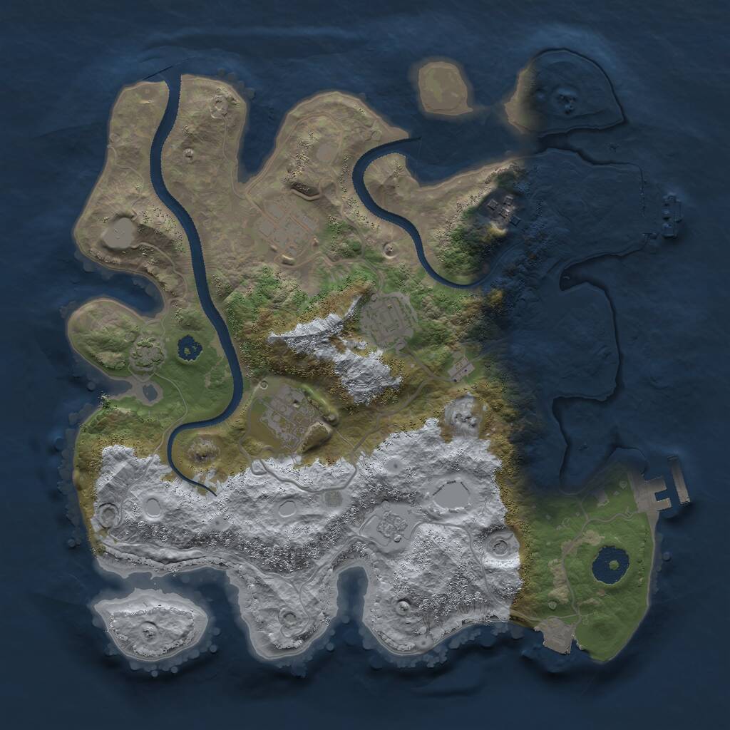 Rust Map: Procedural Map, Size: 3000, Seed: 2125211175, 10 Monuments