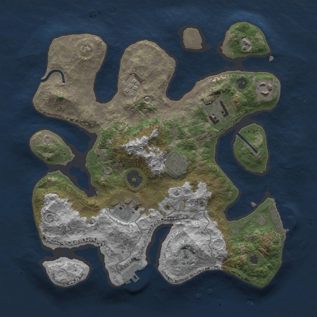 Rust Map: Procedural Map, Size: 3000, Seed: 2125211175, 15 Monuments