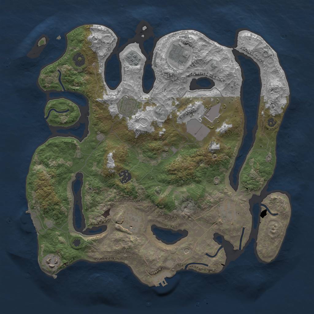 Rust Map: Procedural Map, Size: 3600, Seed: 1365798292, 19 Monuments