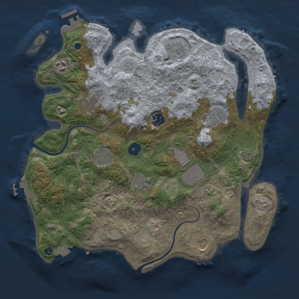 Rust Map: Procedural Map, Size: 3600, Seed: 1365798292, 14 Monuments