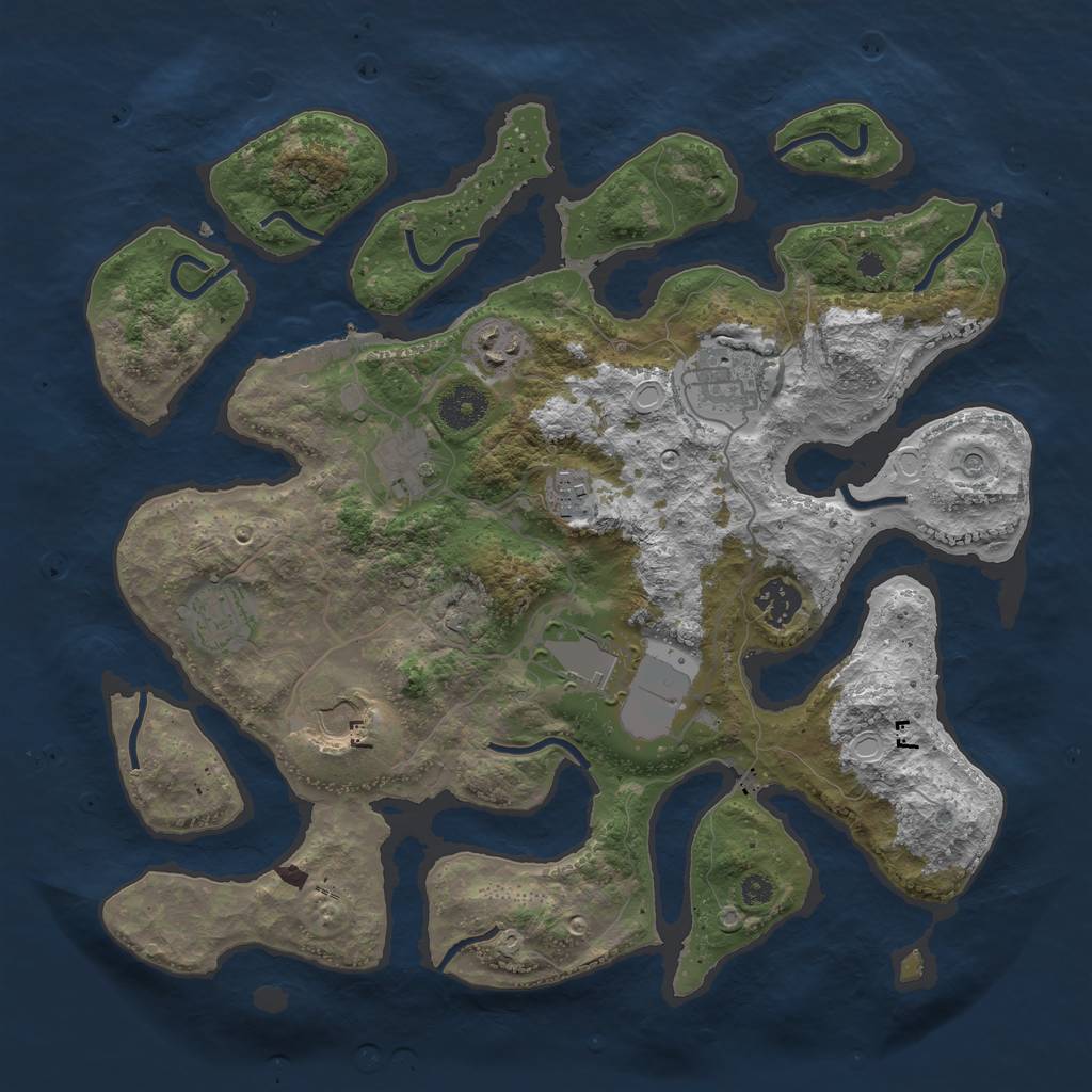 Rust Map: Procedural Map, Size: 3600, Seed: 603702095, 18 Monuments