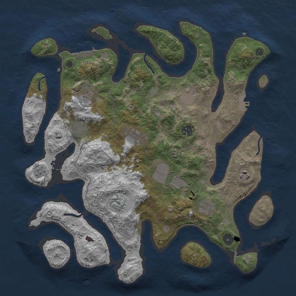 Rust Map: Procedural Map, Size: 4000, Seed: 43082216, 21 Monuments