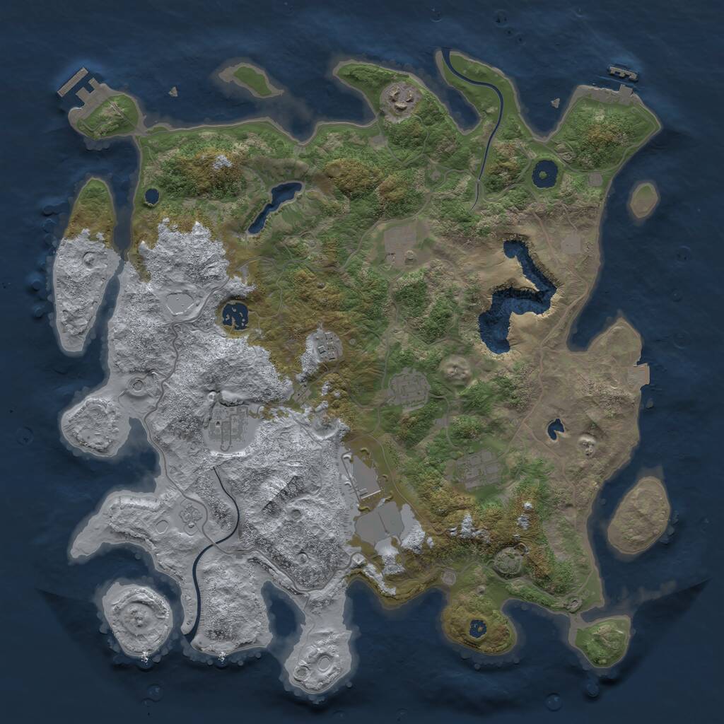 Rust Map: Procedural Map, Size: 4000, Seed: 43082216, 14 Monuments
