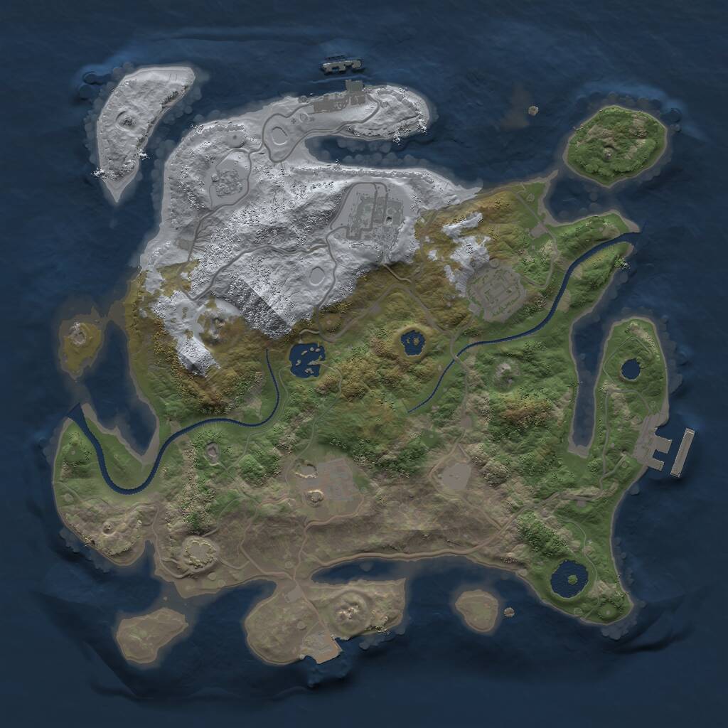 Rust Map: Procedural Map, Size: 3000, Seed: 439876134, 9 Monuments