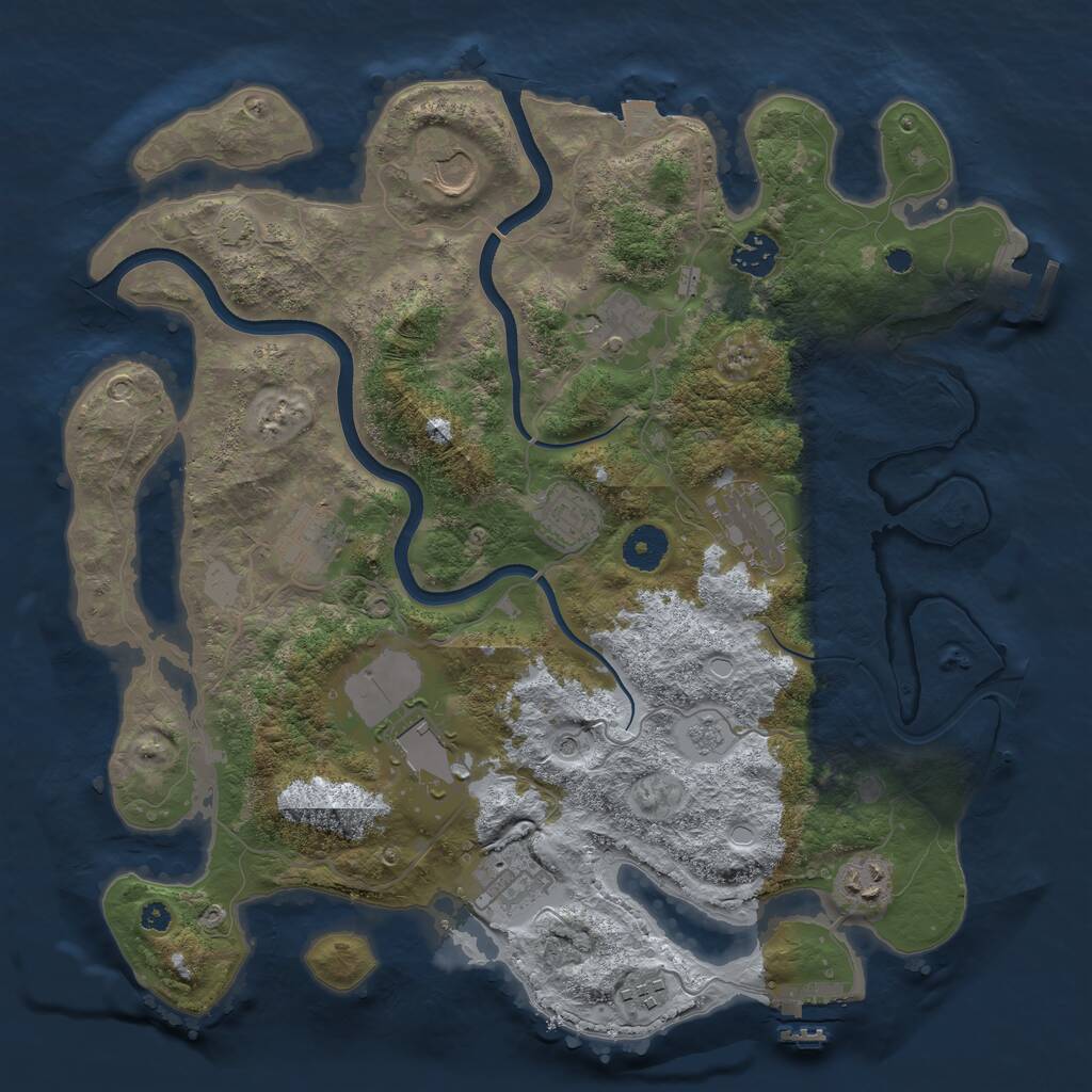 Rust Map: Procedural Map, Size: 3700, Seed: 973669142, 16 Monuments
