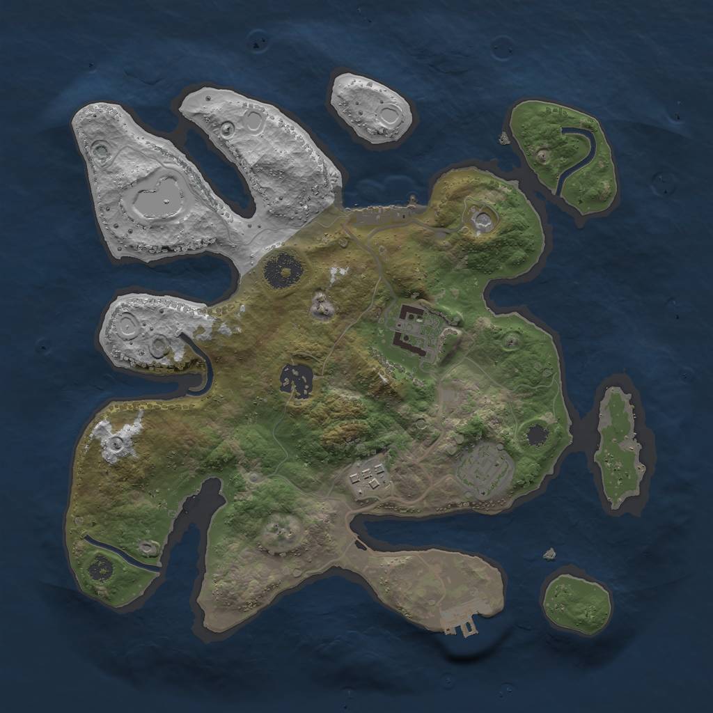 Rust Map: Procedural Map, Size: 3000, Seed: 1765236398, 15 Monuments