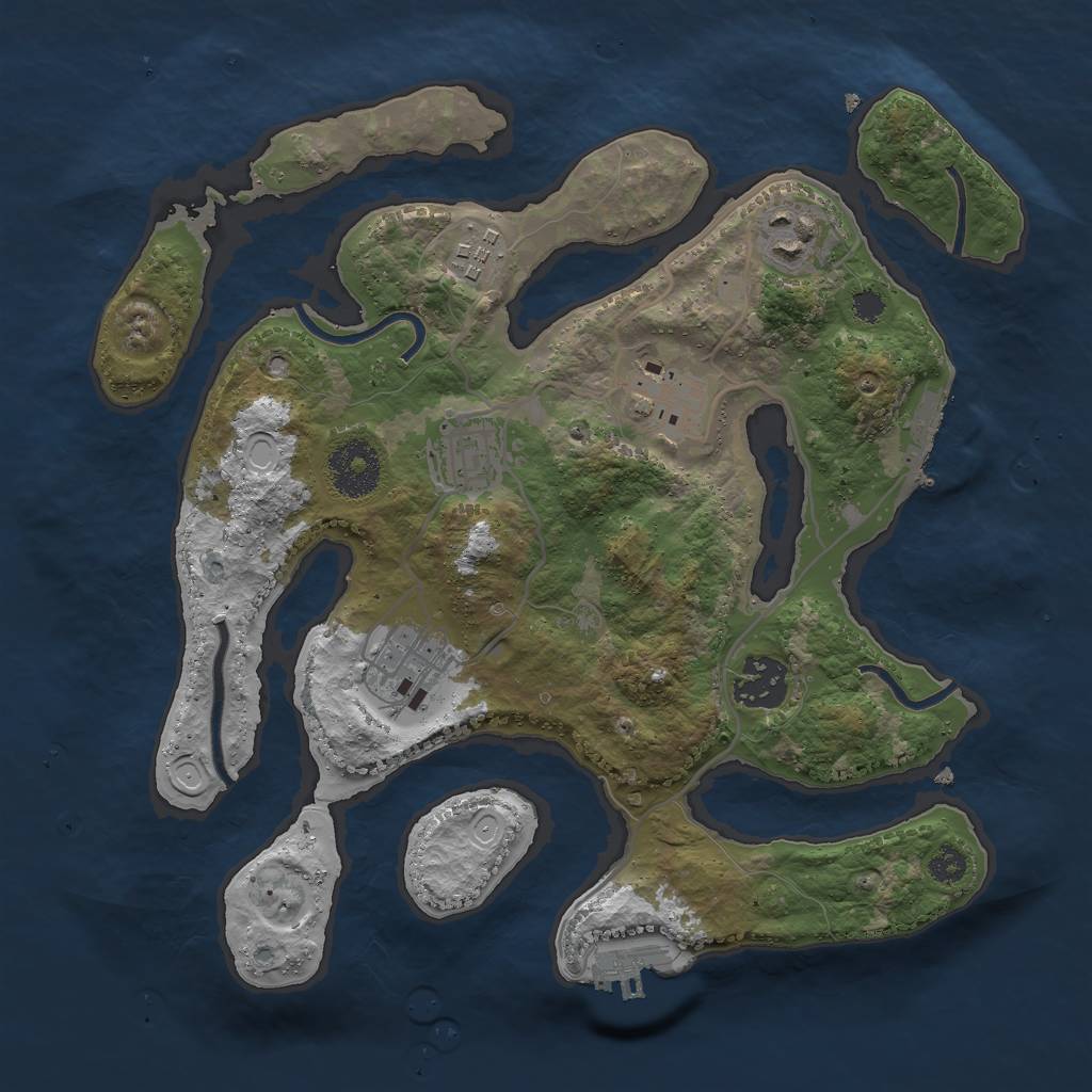 Rust Map: Procedural Map, Size: 3000, Seed: 2423625, 16 Monuments