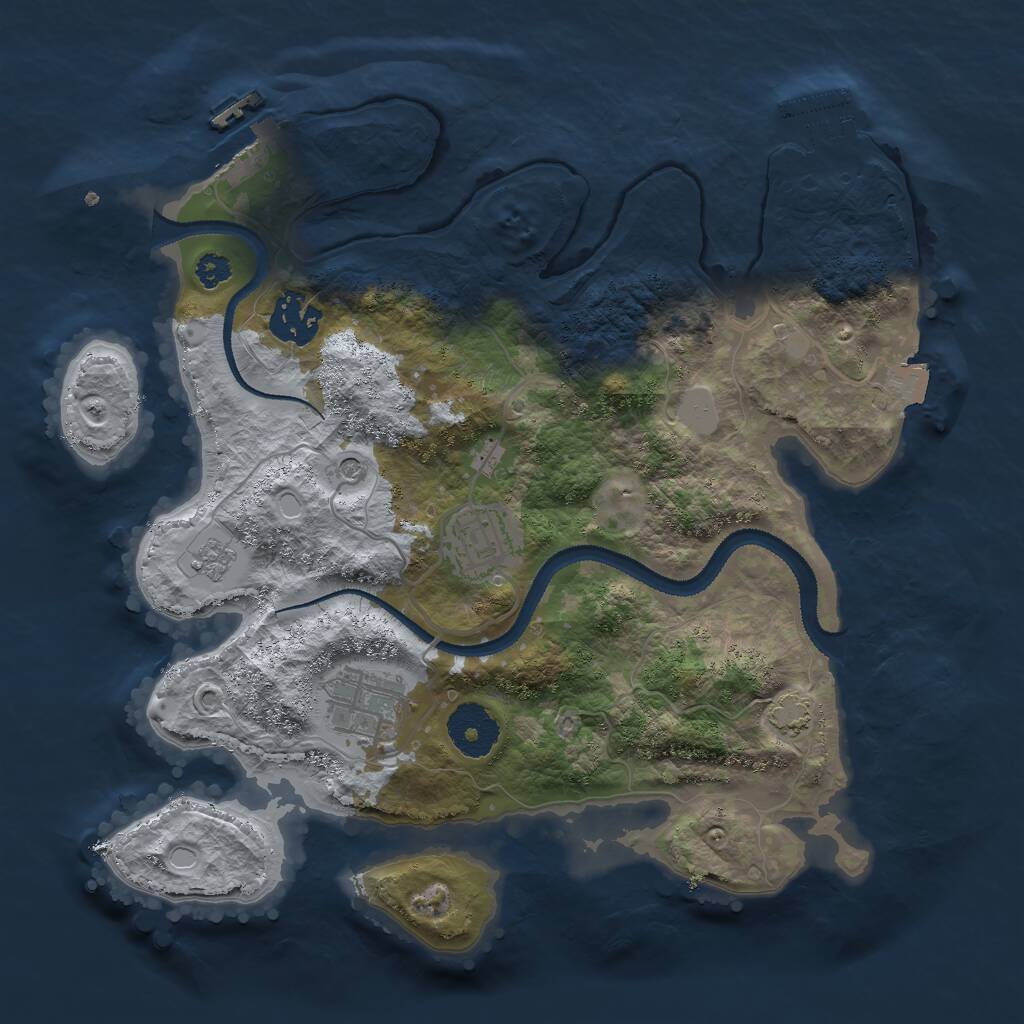 Rust Map: Procedural Map, Size: 3000, Seed: 16285924, 9 Monuments
