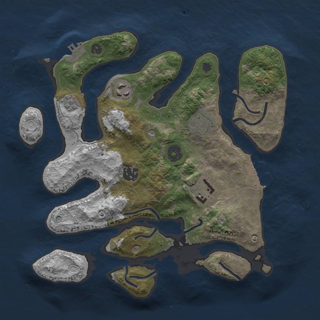 Rust Map: Procedural Map, Size: 3000, Seed: 16285924, 16 Monuments