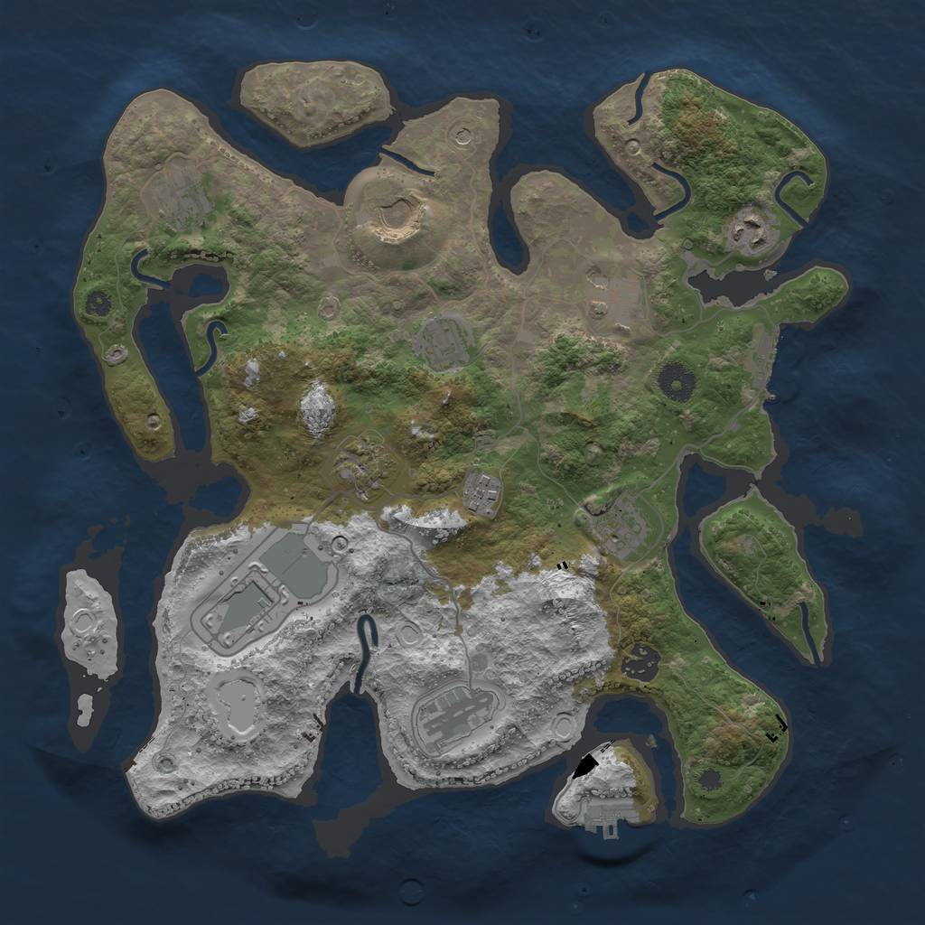Rust Map: Procedural Map, Size: 3700, Seed: 2000370540, 22 Monuments