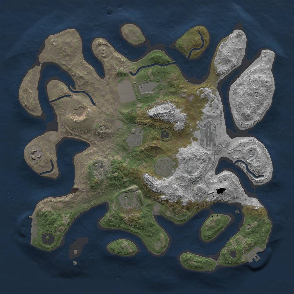 Rust Map: Procedural Map, Size: 3500, Seed: 232496506, 19 Monuments