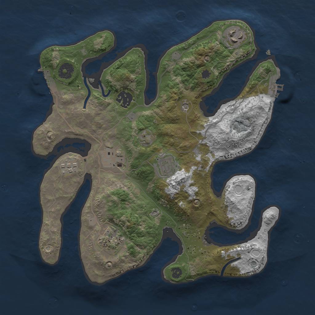 Rust Map: Procedural Map, Size: 3000, Seed: 1564832320, 17 Monuments