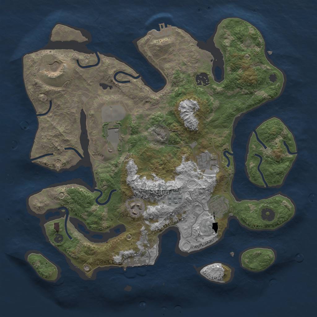 Rust Map: Procedural Map, Size: 3500, Seed: 38373, 17 Monuments