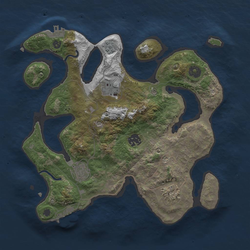 Rust Map: Procedural Map, Size: 3000, Seed: 464339, 16 Monuments