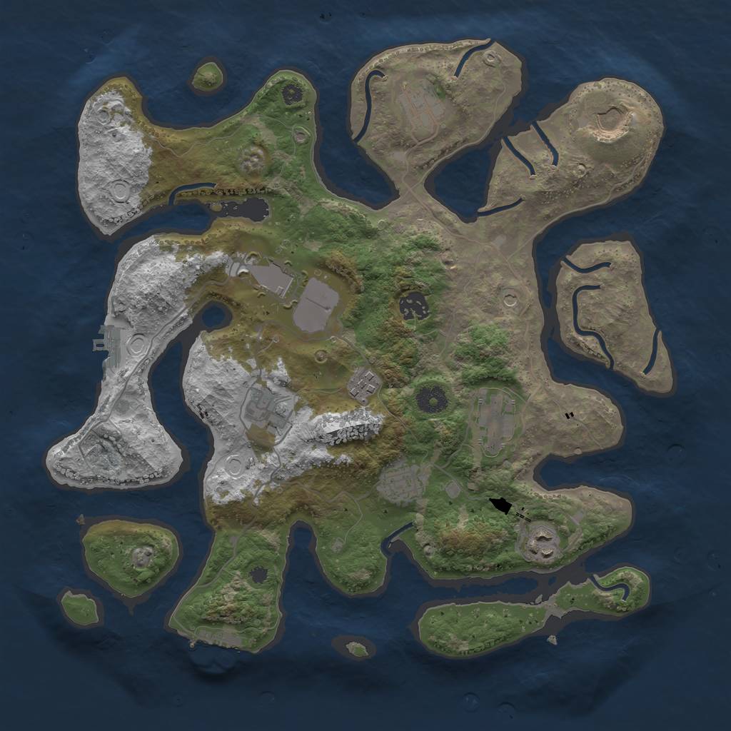 Rust Map: Procedural Map, Size: 3700, Seed: 2877231, 20 Monuments