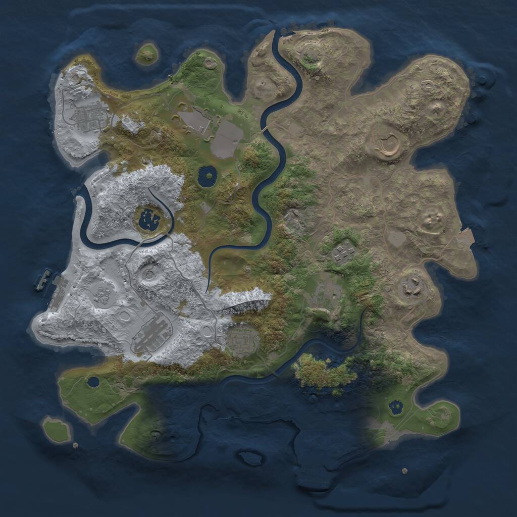 Rust Map: Procedural Map, Size: 3700, Seed: 2877231, 15 Monuments