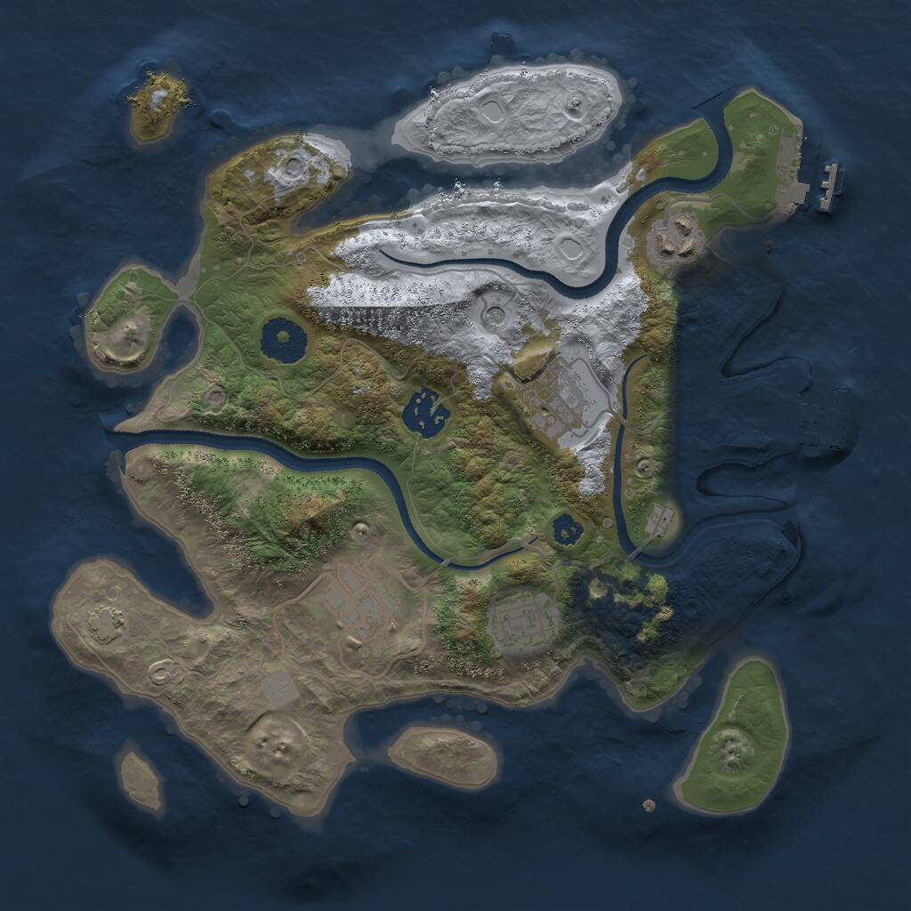 Rust Map: Procedural Map, Size: 3000, Seed: 807666, 10 Monuments