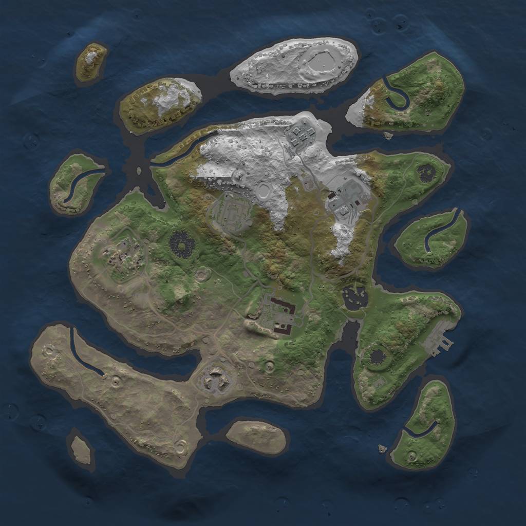 Rust Map: Procedural Map, Size: 3000, Seed: 807666, 16 Monuments