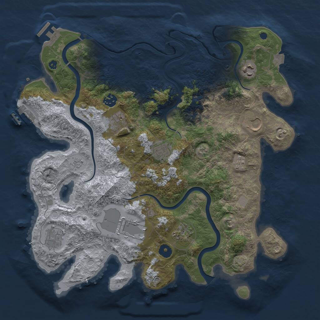 Rust Map: Procedural Map, Size: 3700, Seed: 111036553, 15 Monuments
