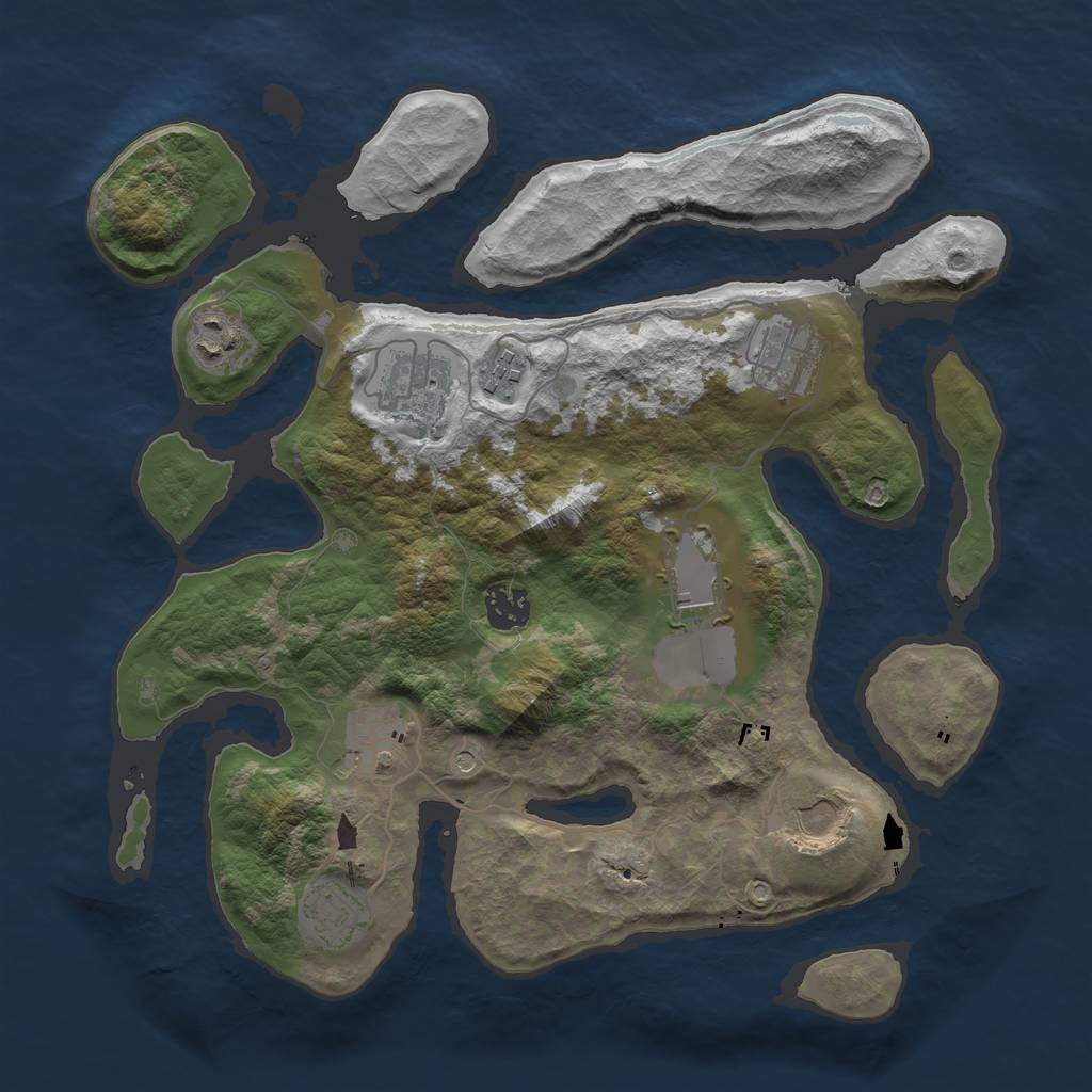 Rust Map: Barren, Size: 3500, Seed: 962812505, 12 Monuments