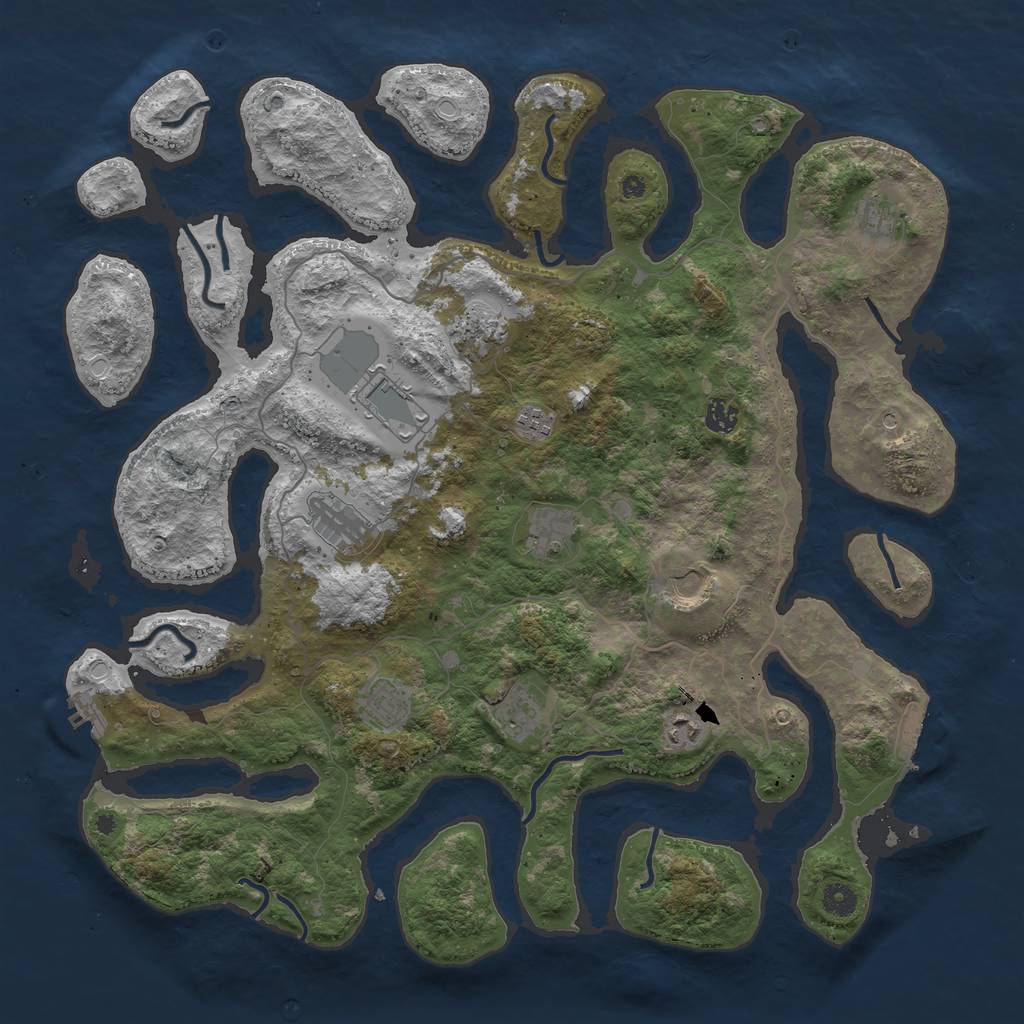 Rust Map: Procedural Map, Size: 4500, Seed: 1866278474, 22 Monuments