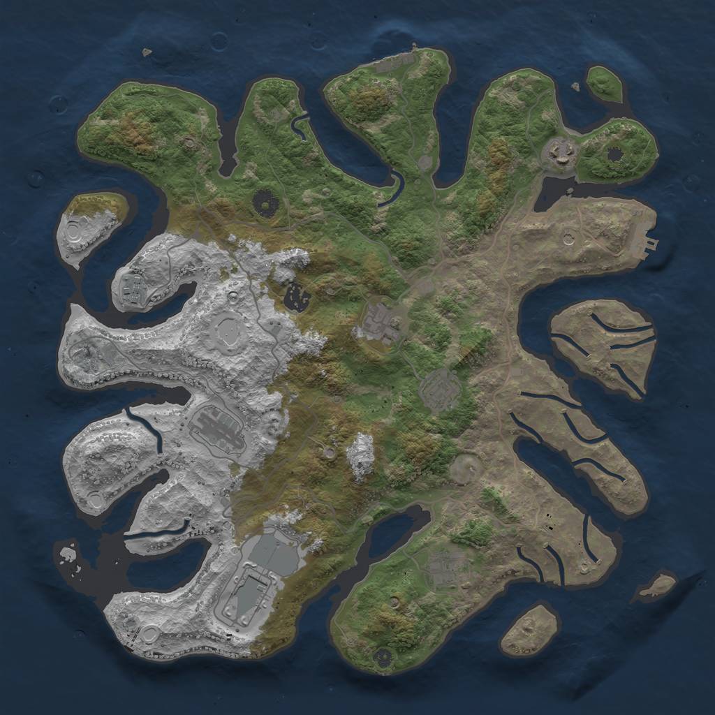 Rust Map: Procedural Map, Size: 4000, Seed: 5928, 19 Monuments