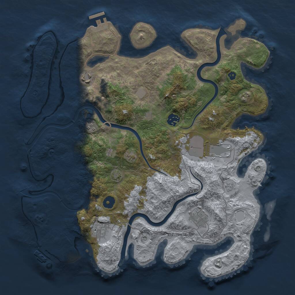 Rust Map: Procedural Map, Size: 3700, Seed: 942799256, 12 Monuments