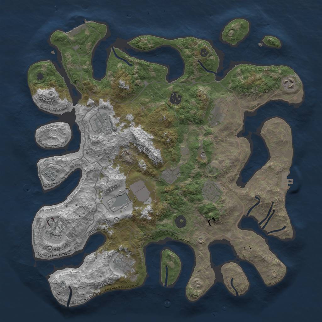 Rust Map: Procedural Map, Size: 4000, Seed: 1829727885, 21 Monuments