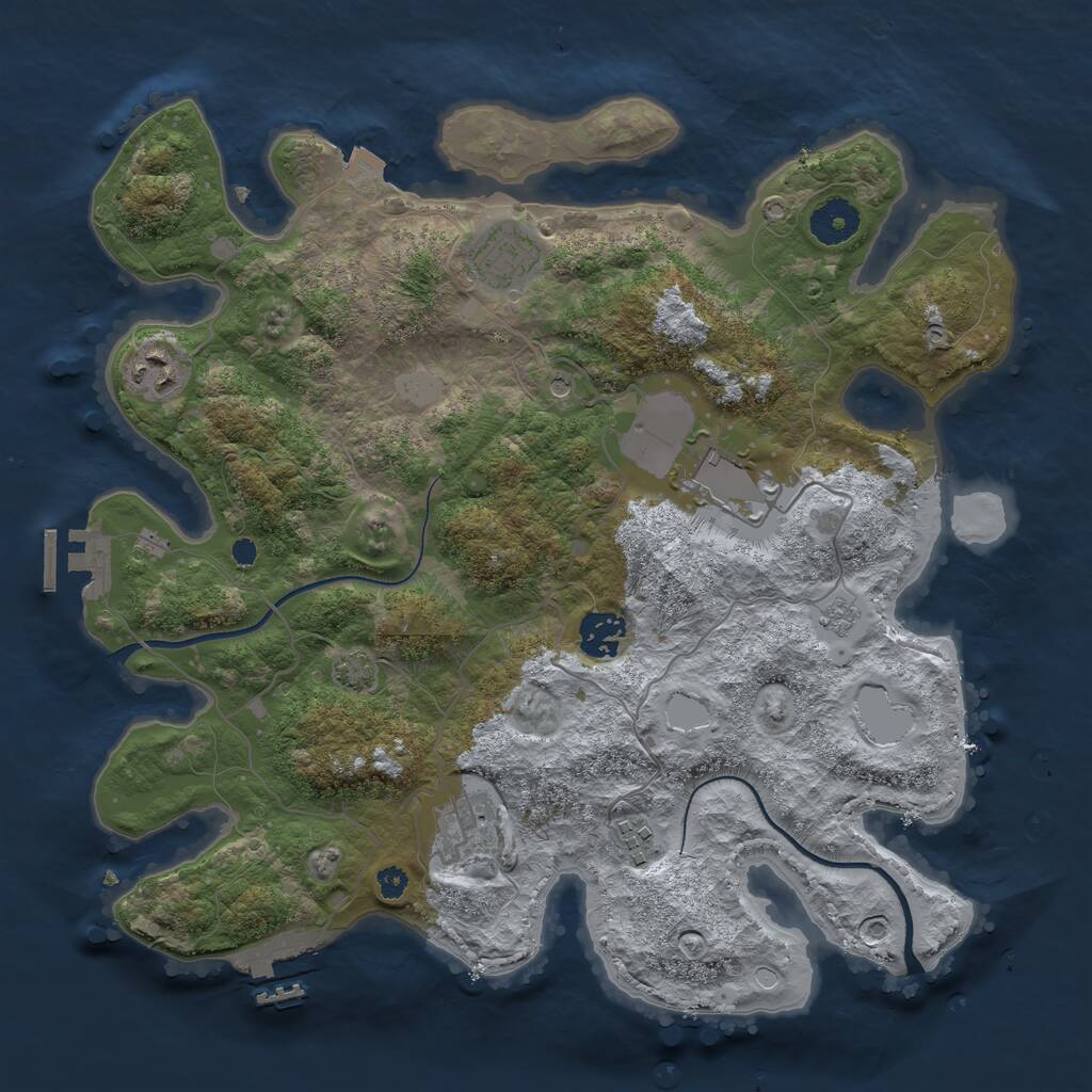 Rust Map: Procedural Map, Size: 3500, Seed: 10908, 12 Monuments