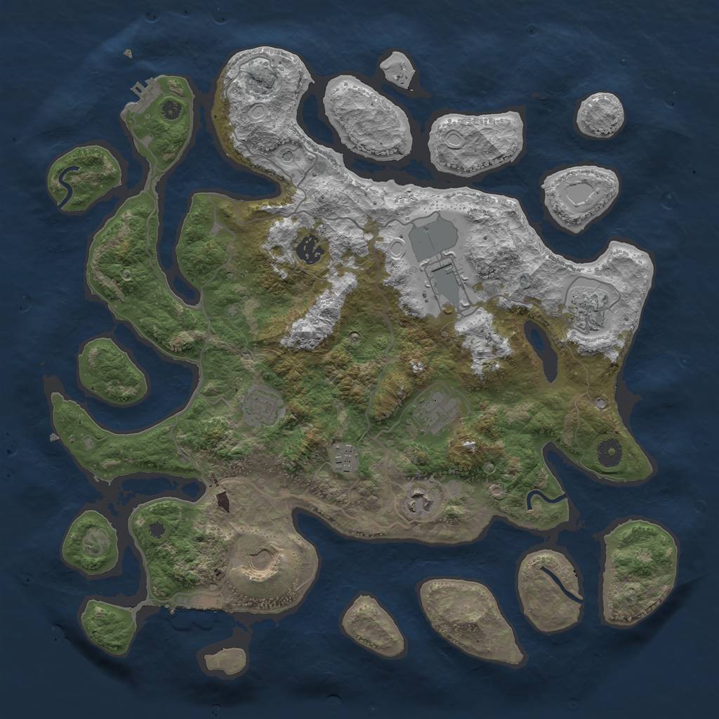 Rust Map: Procedural Map, Size: 4000, Seed: 673864, 19 Monuments