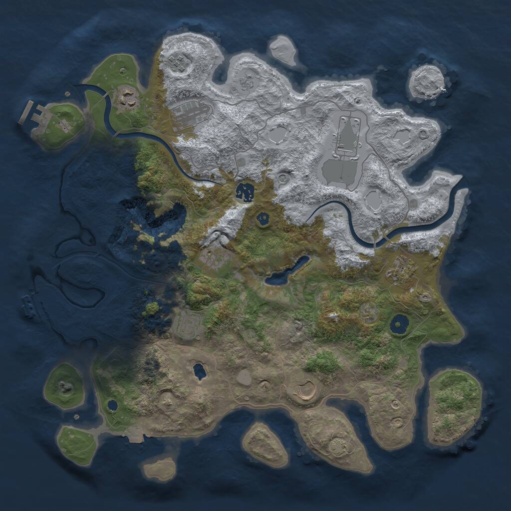 Rust Map: Procedural Map, Size: 4000, Seed: 673864, 15 Monuments