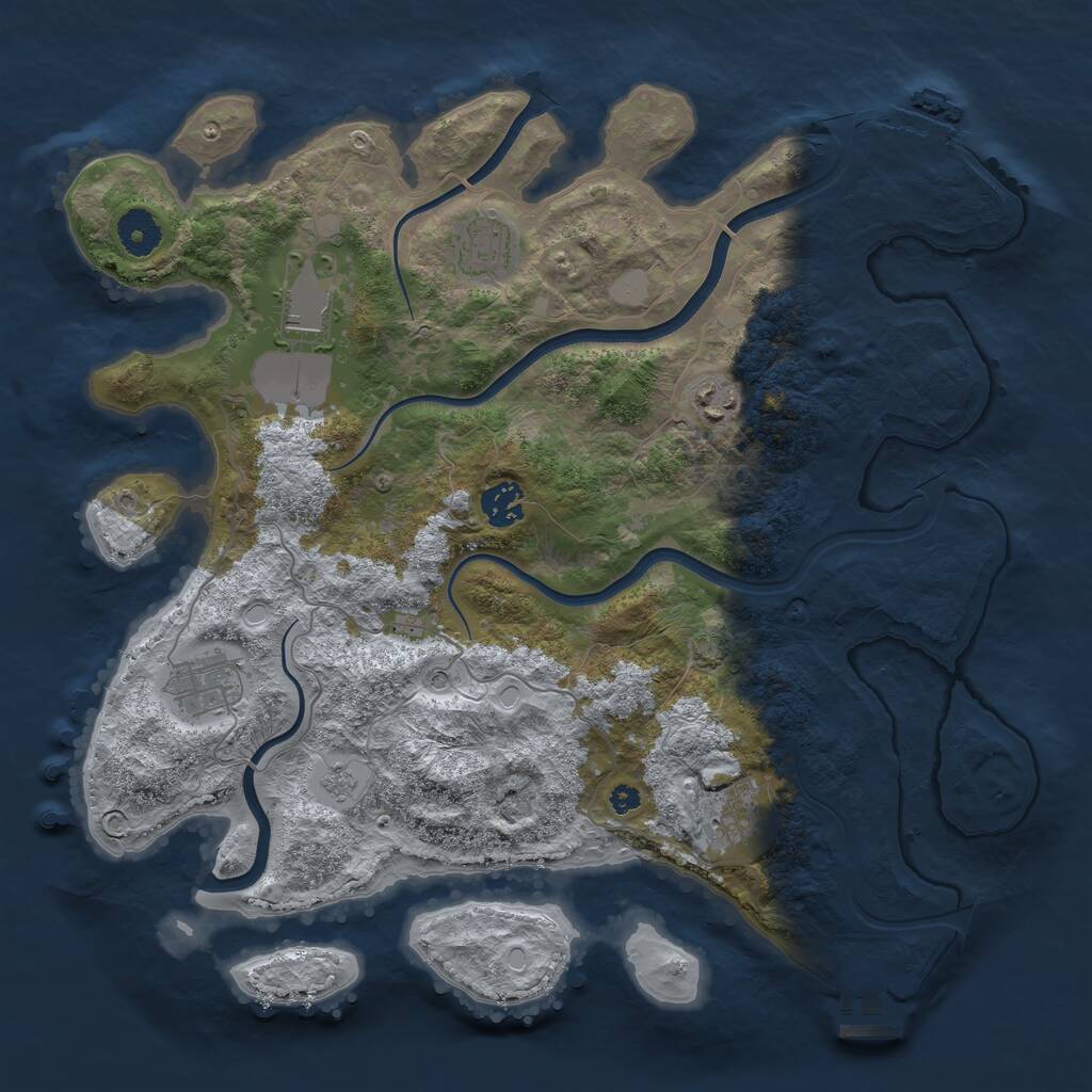 Rust Map: Procedural Map, Size: 3700, Seed: 757760211, 12 Monuments