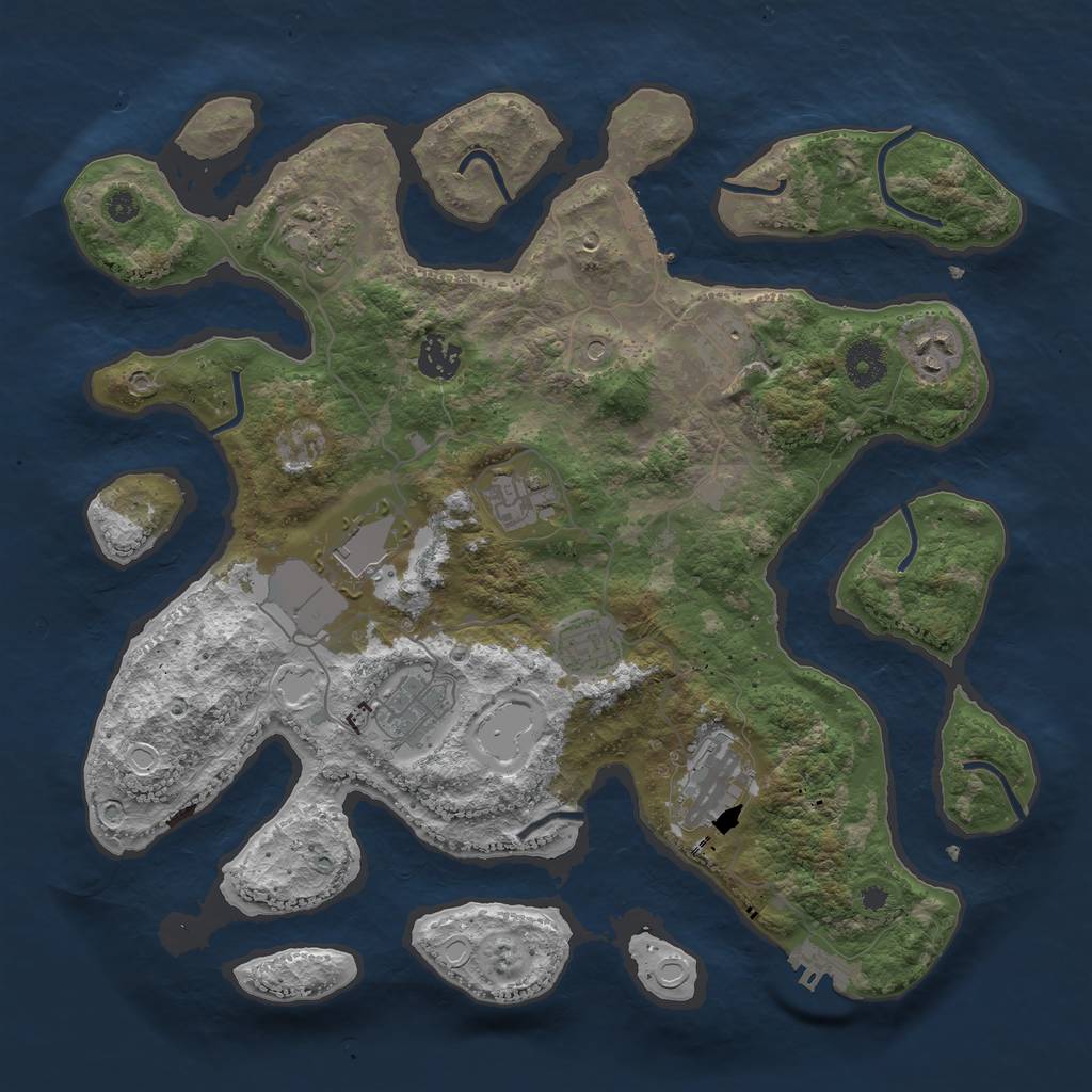 Rust Map: Procedural Map, Size: 3700, Seed: 757760211, 20 Monuments