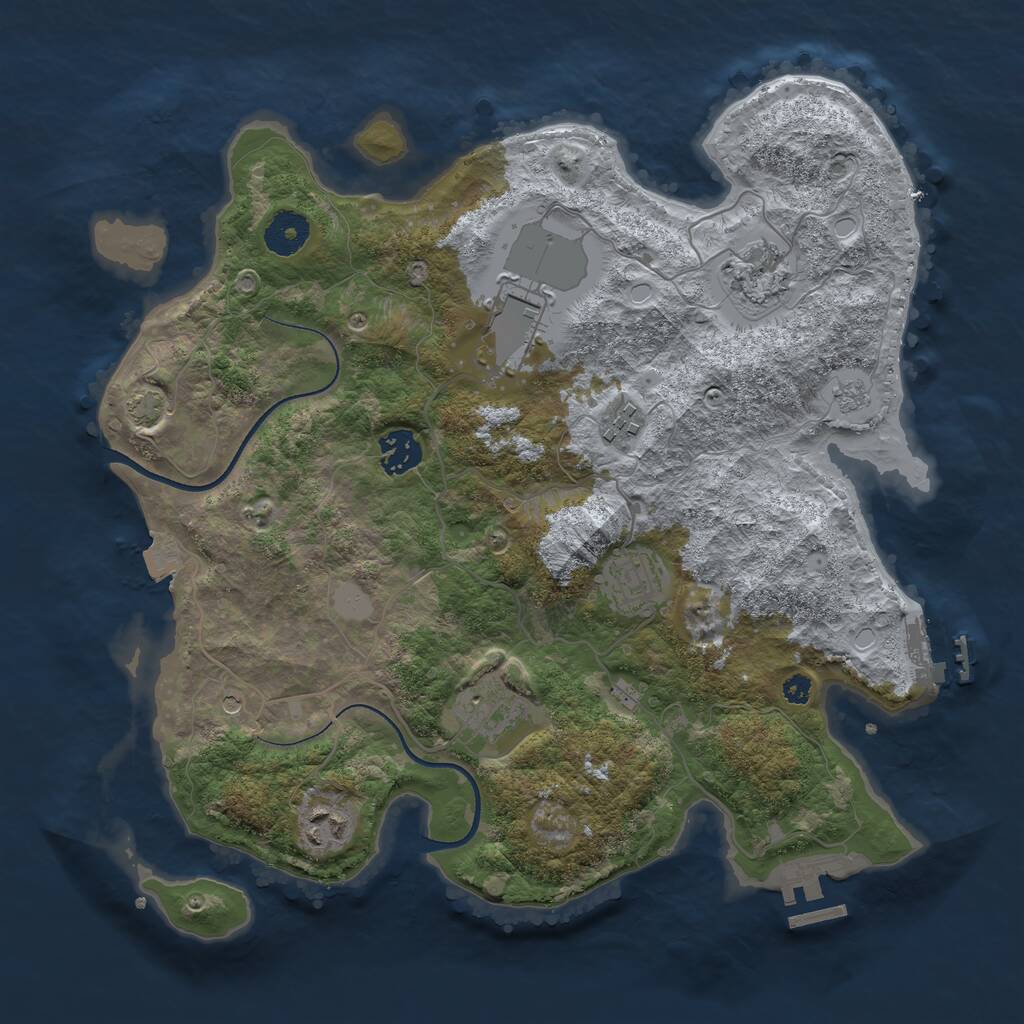 Rust Map: Procedural Map, Size: 3500, Seed: 10719764, 13 Monuments