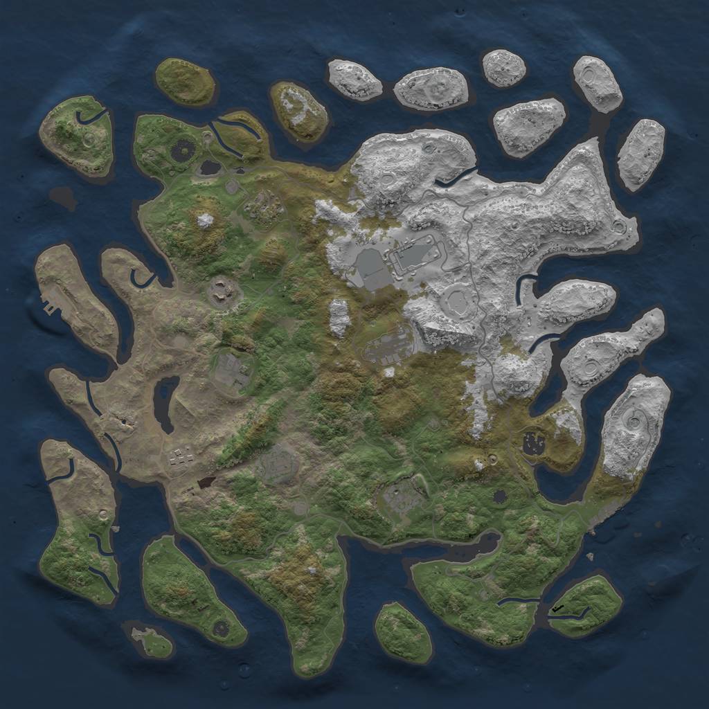 Rust Map: Procedural Map, Size: 4500, Seed: 326861562, 20 Monuments