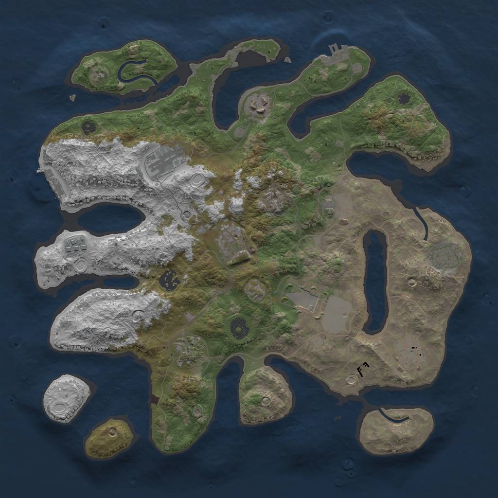 Rust Map: Procedural Map, Size: 3700, Seed: 838356857, 21 Monuments