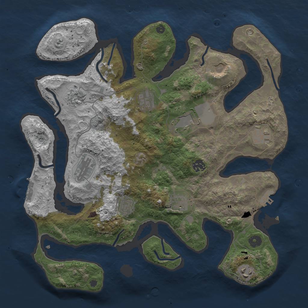 Rust Map: Procedural Map, Size: 3700, Seed: 314752837, 21 Monuments